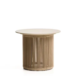Online Kave Home Outdoor Bijzettafel Orosei Gesinterde steen en touw, 55cm