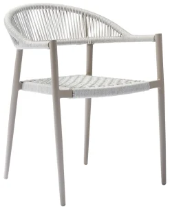 Best WOOOD Outdoor Eetkamerstoel Yellow Geweven touw Lichtgrijs