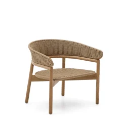 Clearance Kave Home Outdoor Fauteuil Arinella Acaciahout en geweven touw Beige