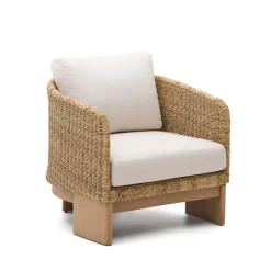 Hot Kave Home Outdoor Fauteuil Xoriguer Rattan en eucalyptushout Beige