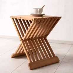 Outlet Nohr Outdoor Inklapbare Bijzettafel Leea Teakhout, 40 x 40cm Naturel