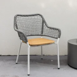 Hot Nohr Outdoor Loungestoel Saidah Teakhout en touw Grijs