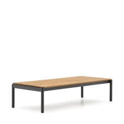Online Kave Home Outdoor Salontafel Sorells Teakhout en aluminium, 149 x 63cm, Grijs