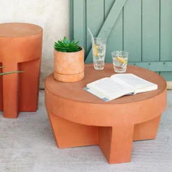 Outlet Kave Home Outdoor Salontafel Vilena Ø60cm Roestbruin