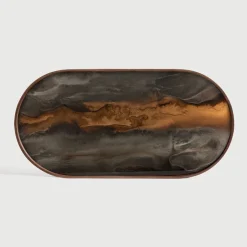 Hot Ethnicraft Ovaal Dienblad Linear Flow 71 x 36cm