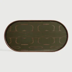 Discount Ethnicraft Ovaal Dienblad Second Nature 71 x 36cm, kleur Moss