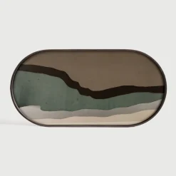 Clearance Ethnicraft Ovaal Dienblad Wabi Sabi 71 x 36cm, kleur Graphite