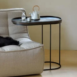 Sale Ethnicraft Ovale Bijzettafel Tray Gelakt Hout, 69 x 33cm