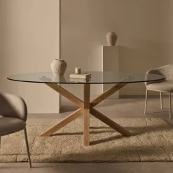 Discount Kave Home Ovale Eettafel Argo Glas, 200 x 100cm