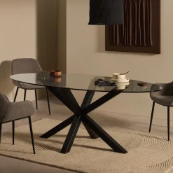 Discount Kave Home Ovale Eettafel Argo Glas, 200 x 100cm