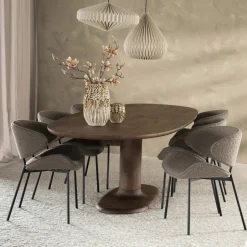 Clearance Eleonora Ovale Eettafel Coco Mangohout, kleur Bruin Lichtbruin