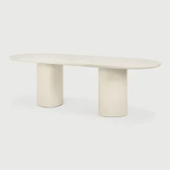 Best Ethnicraft Ovale Eettafel Elements Microcement, 240 x 100cm, kleur Off White