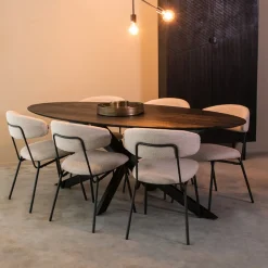 Discount LABEL51 Ovale Eettafel James Mangohout, kleur Zwart