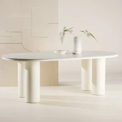 New Nohr Ovale Eettafel Jossie MDF 220 x 110cm, kleur Wit