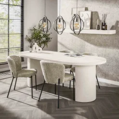 Outlet LifestyleFurn Ovale Eettafel Macie Marmercomposiet, 215 x 90cm Marmer composiet