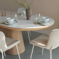 New ZILT Ovale Eettafel Nathen Eiken en marmerlook Naturel