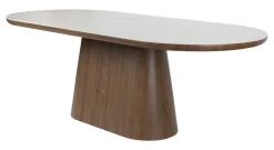 Clearance ZILT Ovale Eettafel Nathen en marmerlook Walnoot
