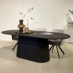 Online Livingfurn Ovale Eettafel Novero Eiken, kleur Espresso