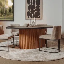 Discount Tower Living Ovale Eettafel Palazzo Teakhout en mineraal stucwerk