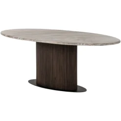 Sale Richmond Interiors Ovale Eettafel Rasford Marmer, 200 x 100cm Donkerbruin