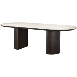 Sale Richmond Interiors Ovale Eettafel Ritz Travertin en eiken, 240 x 110cm Bruin