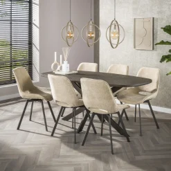 Best LifestyleFurn Ovale Eettafel Shakira Liquid Metal, 180 x 90cm