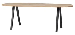 Clearance WOOOD Ovale Eettafel Tablo met 2-standen poot, 220 x 90cm Onbehandeld