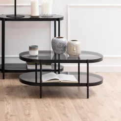 Hot Bendt Ovale Glazen Salontafel Paw 95 x 50cm, kleur Zwart