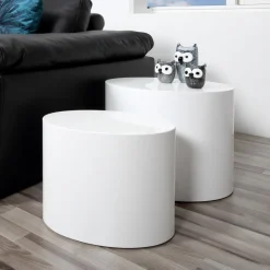 Online Bendt Ovale Salontafel Petrine Set van 2 stuks, kleur Hoogglans Wit