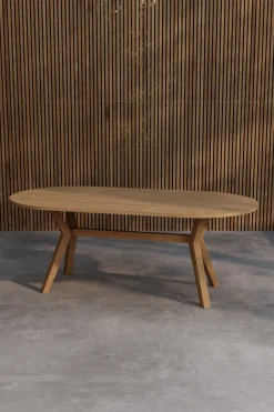 Discount Nohr Ovale Tuintafel Amberia Teakhout, 200 x 100cm, kleur Naturel