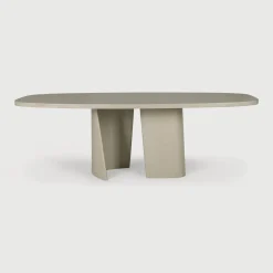 Ethnicraft Ovale Tuintafel Canyon Beton, 230 x 115cm Lichtgrijs