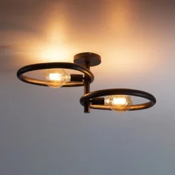 Hot LifestyleFurn Plafondlamp Joelle Artic black finish, 2-lamps Artic zwart