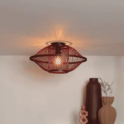 Outlet GOOD&MOJO Plafondlamp Maui Bamboe, kleur Burgundy