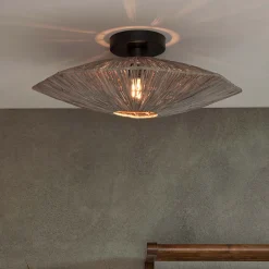 Outlet GOOD&MOJO Plafondlamp Panama Raffia, kleur Grijs