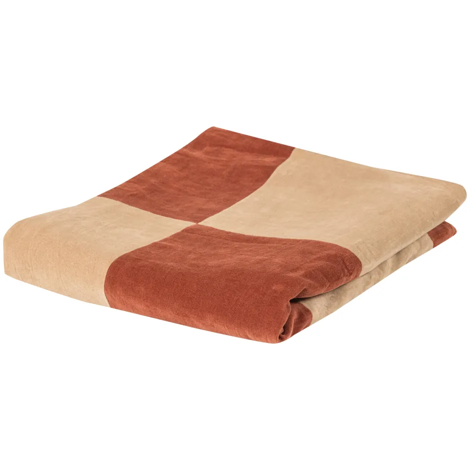 Clearance WOOOD Plaid Zena 130 x 170cm, kleur Roestbruin/Beige
