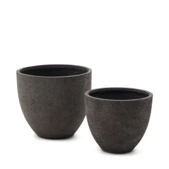 Outlet Kave Home Plantenpot Serili Set van 2 stuks, kleur Donkergrijs Bruin