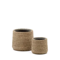 Hot Kave Home Plantenpot Sigal Handgevlochten Espartogras, Set van 2 stuks Naturel