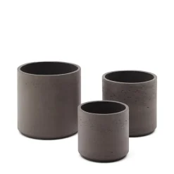 Kave Home Plantenpot Sintina Set van 3 stuks, kleur Grijs Bruin