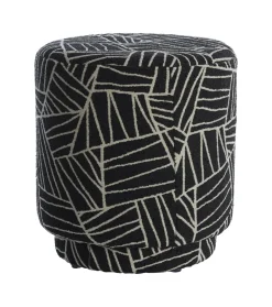Online Light & Living Poef Davonte 40cm, kleur Zwart/Wit
