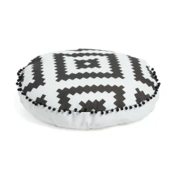 Hot Kave Home Poef Ethnie 60cm, kleur Wit/Zwart