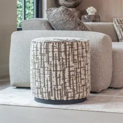 Clearance Richmond Interiors Poef Lexie Geweven stof, 45cm