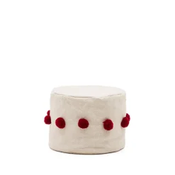 Kave Home Poef Manua 40cm, kleur Beige/ Rood