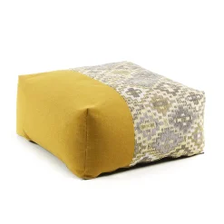 Best Kave Home Poef Nazca 70cm, kleur Mosterdgeel