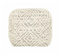 Outlet MUST Living Poef Quartz 40cm, kleur Grijs / Naturel Grijs/Naturel