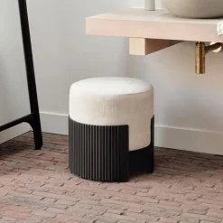 Hot Ethnicraft Poef Roller Max Mahoniehout en stof Donkerbruin