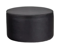 Discount WOOOD Poef Sara Laag, PU, kleur Zwart