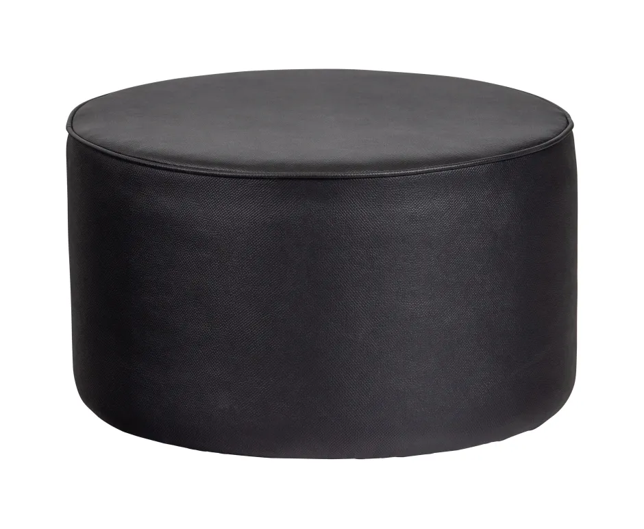 Discount WOOOD Poef Sara Laag, PU, kleur Zwart