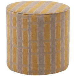 Online WOOOD Poef Sarli 46cm hoog, Chenille, kleur Taupe/Geel