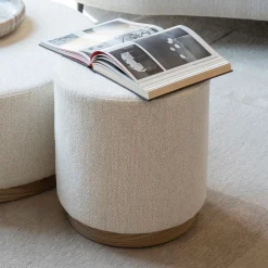 Eleonora Poef/Bijzettafel Avah Bouclé, 41cm Beige