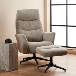 New Bendt Relaxfauteuil Talisha Met voetenbank, Bouclé